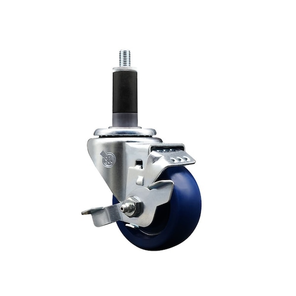 Service Caster 3'' Solid Poly Swivel 1-1/8'' Expanding Stem Caster with Brake SCC-EX20S314-SPUS-TLB-118 - main